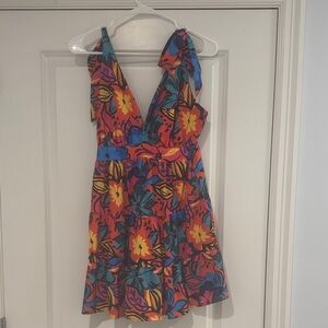 Cupshe Floral Mini Dress - Red, Blue, Yellow